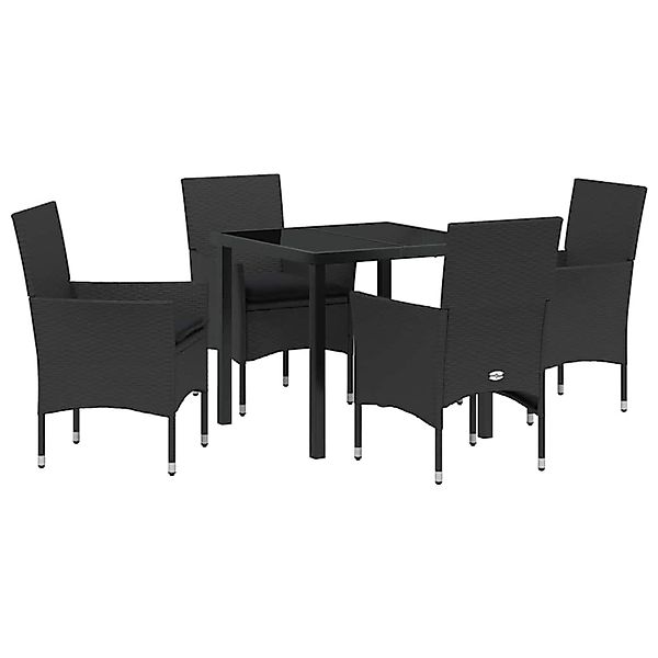 vidaXL Garten Essgruppe mit Kissen 5-Tlg Schwarz Poly Rattan 3379773 günstig online kaufen