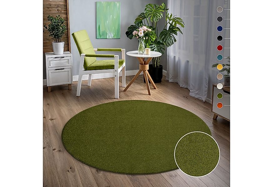 Sanat Teppich Uni, rund, Höhe: 13 mm, robuster Kurzflorteppich, große Farba günstig online kaufen