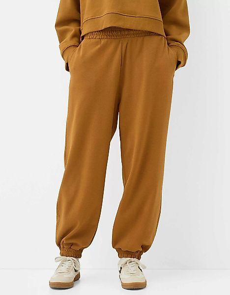 Bershka Weite Jogginghose Aus Interlock Damen M Hellbraun günstig online kaufen