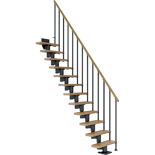 Dolle Mittelholmtreppe Dublin Eiche Anthrazit GH bis 315 cm Gerade 65 cm FS günstig online kaufen