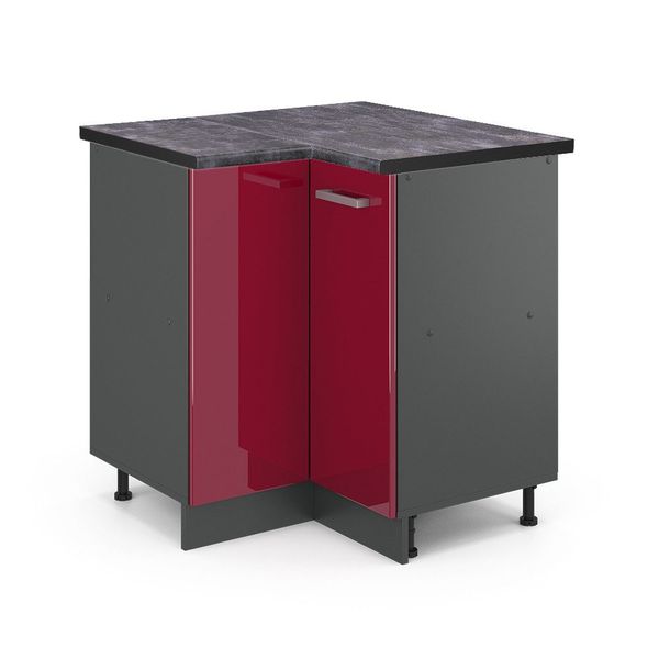 Vicco Eckunterschrank R-Line, Rot Hochglanz/Anthrazit, 75.6 günstig online kaufen