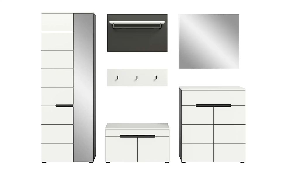 Garderobenkombination 6-teilig  Canu ¦ grau ¦ Maße (cm): B: 255 H: 190 Gard günstig online kaufen