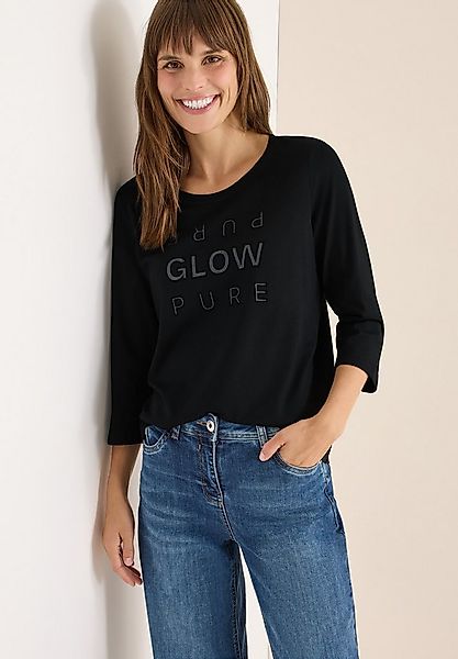 CECIL 3/4-Arm-Shirt mit Glitzer-Wording günstig online kaufen
