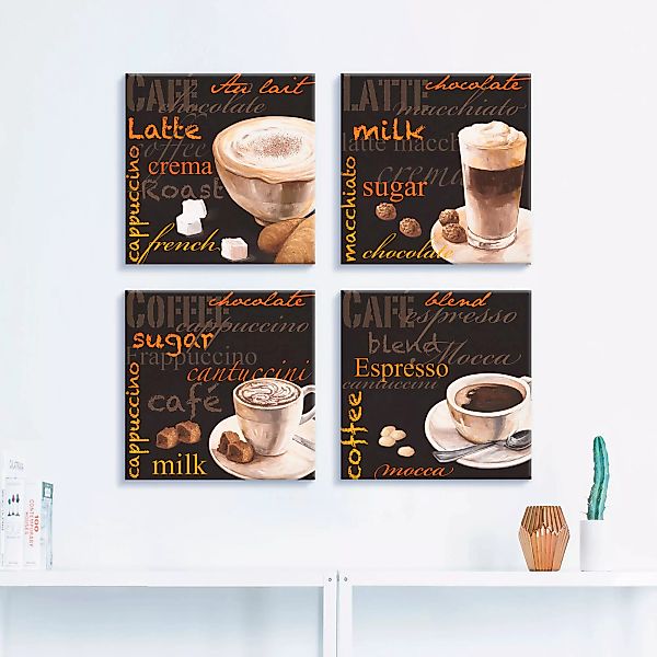 Artland Leinwandbild "Cappuccino Macchiato Coffee Espresso", Getränke, (4 S günstig online kaufen