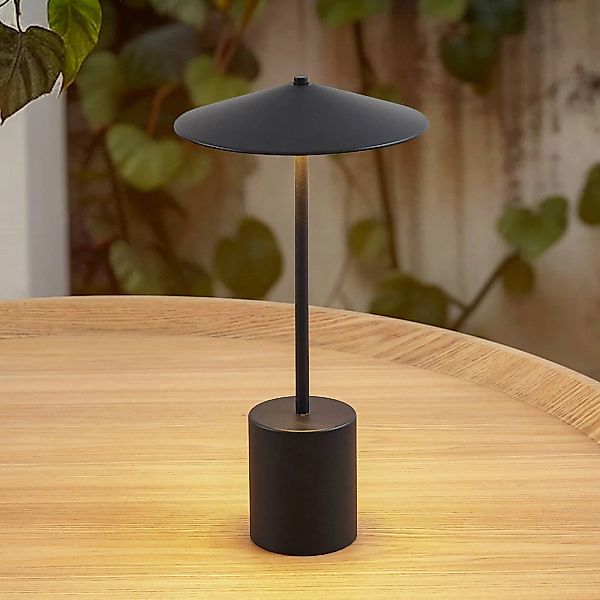 Lindby LED-Akkutischleuchte Ayva, schwarz, Aluminium, IP44 günstig online kaufen