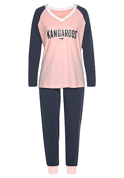 KangaROOS Pyjama 2-teilig, 2 tlg. mit kontrastfarbenen Raglanärmeln günstig online kaufen