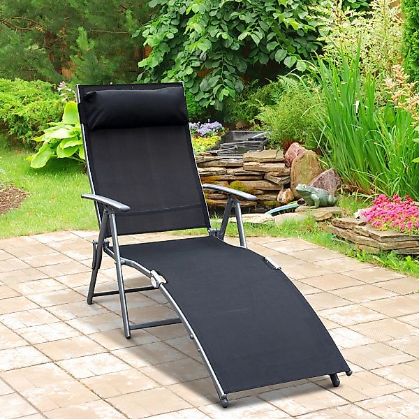 Outsunny Gartenliege schwarz Metall B/H/L: ca. 63,5x100,5x180 cm günstig online kaufen