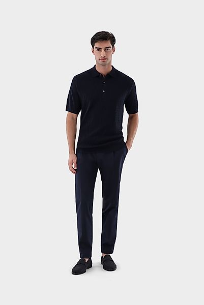 Strick Poloshirt mit Signature Jacquard Muster günstig online kaufen