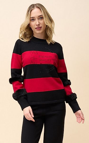 Passioni Strickpullover mit Kunstpelz- und Strassdetails günstig online kaufen