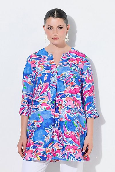 Ulla Popken Tunika Bluse A-Linie Tunika-Ausschnitt 3/4-Arm günstig online kaufen