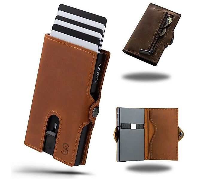 SLIMJACK Mini Geldbörse Herren - echt Leder - Münzfach RFID-Schutz - Cardho günstig online kaufen