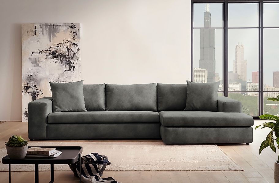 Home affaire Ecksofa »SLEETLAND XXL in Samtvelours oder Vintage-Leder-Optik günstig online kaufen