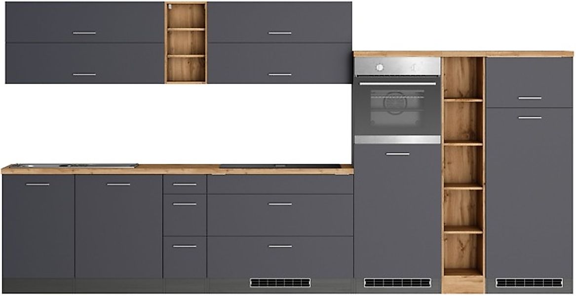 KOCHSTATION Küchenzeile »KS-Milan, optional mit Muldenlüfter« Breite 390 cm günstig online kaufen