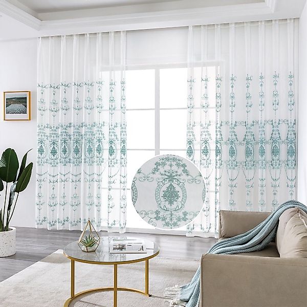 BYSURE Vorhang Blumen Stickerei Vorhänge (2 günstig online kaufen