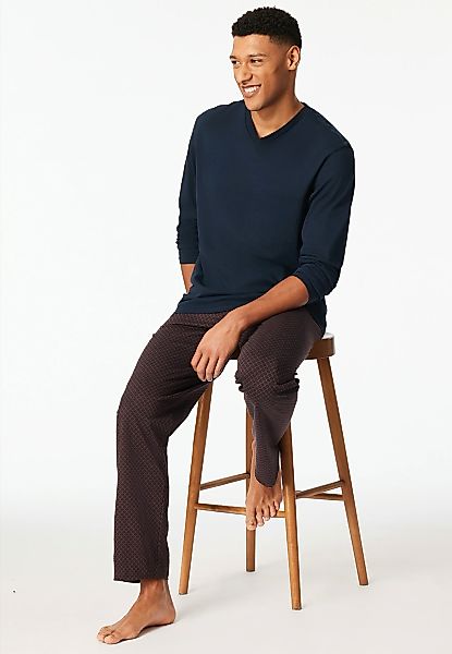 Schiesser Schlafanzug "Comfort Essentials" 2 tlg. mit V-Ausschnitt und aufg günstig online kaufen