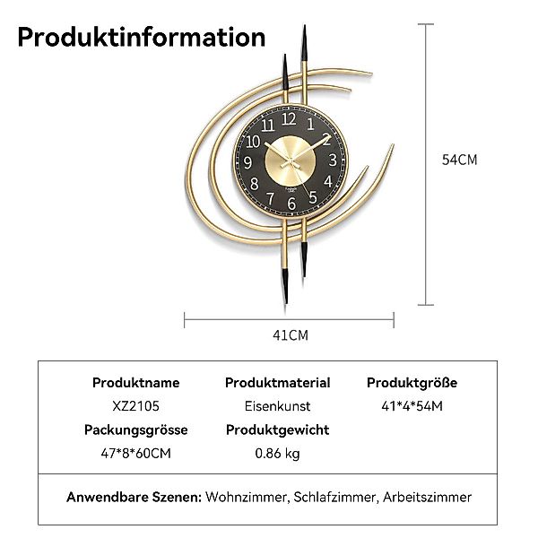 DOPWii Wanduhr Leichte Luxus-Wanduhr, 54*41*4 Stumm günstig online kaufen