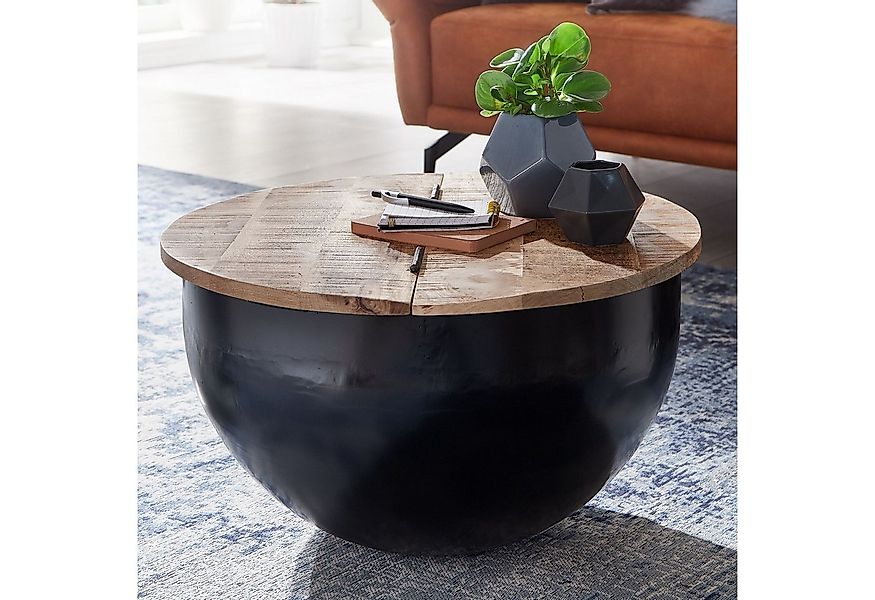 FINEBUY Couchtisch FB63605 Rund Holz Sofatisch Ø 60 cm Tisch Stauraum Wohnz günstig online kaufen