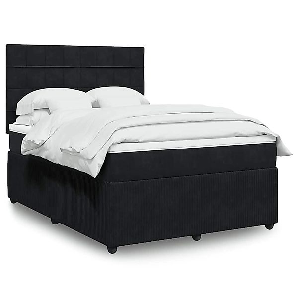 vidaXL Boxspringbett mit Matratze Schwarz 140x200 cm Samt 3294660 günstig online kaufen