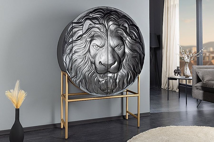 riess-ambiente Highboard LION 140cm schwarz /gold · runder Wohnzimmer-Schra günstig online kaufen