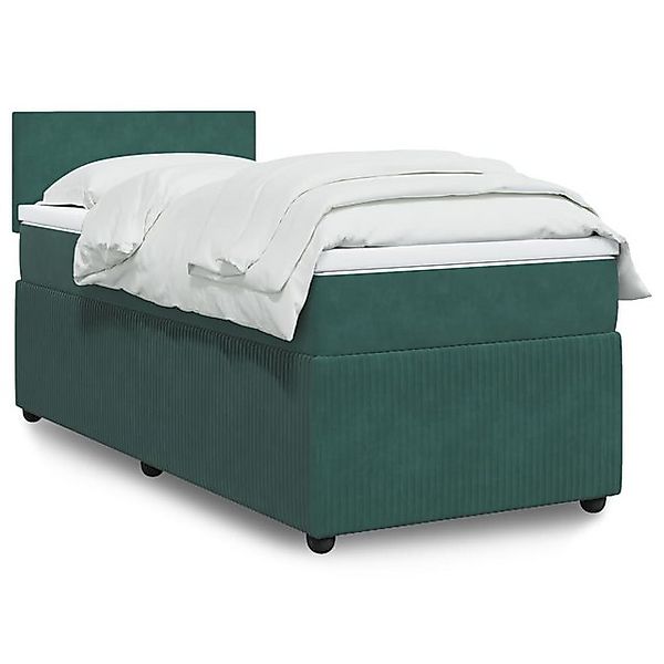 vidaXL Boxspringbett, Boxspringbett mit Matratze Dunkelgrün 80x200 cm Samt günstig online kaufen