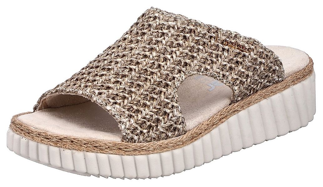 Rieker Pantolette Sommerschuh, Strandschuh, Keilpantolette mit Bastumrahmun günstig online kaufen