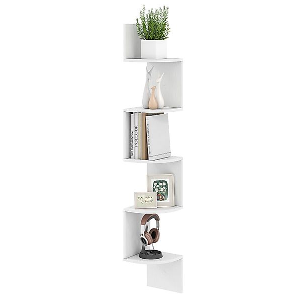 COSTWAY Eckregal, hängend, 5-stöckiges Bücherregal schwebend, günstig online kaufen