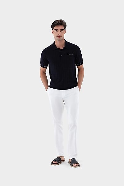 Strick Poloshirt mit Jacquard Karomuster günstig online kaufen