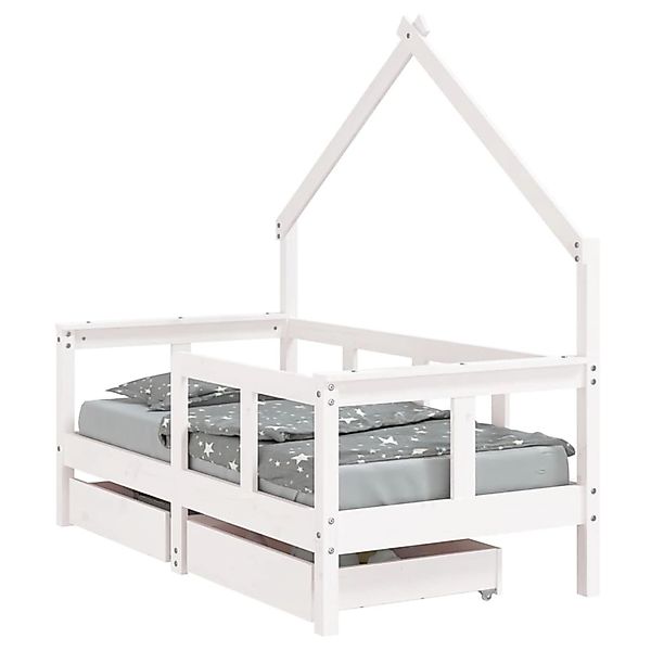 vidaXL Kinderbett mit Schubladen Weiß 70x140 cm Massivholz Kiefer 834541 günstig online kaufen