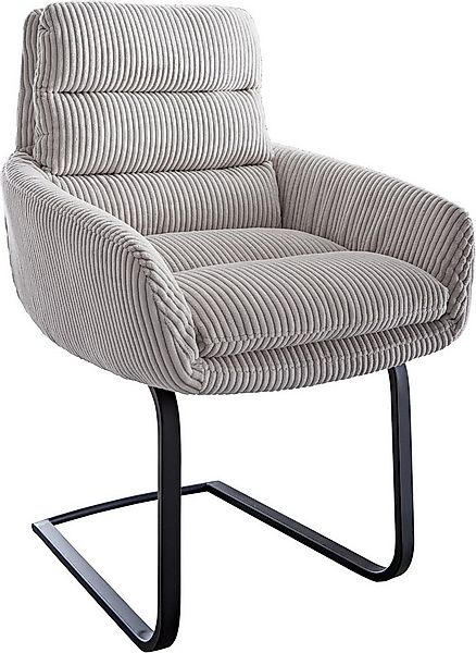 DELIFE Polsterstuhl Abelia-Flex, mit Armlehnen Freischwinger flach Schwarz günstig online kaufen