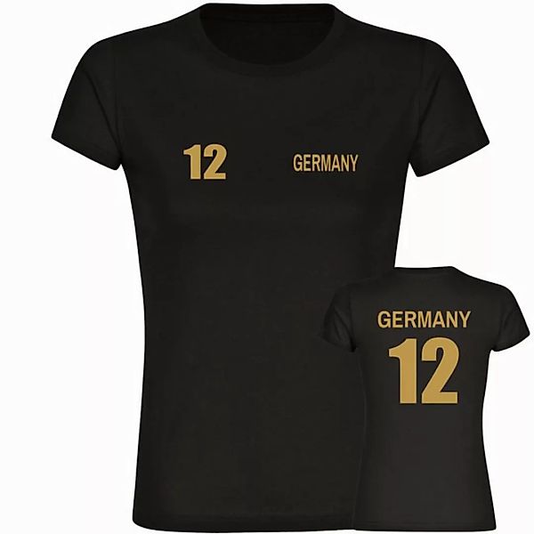 multifanshop T-Shirt Damen Germany - Trikot Nummer 12 Gold - Frauen günstig online kaufen