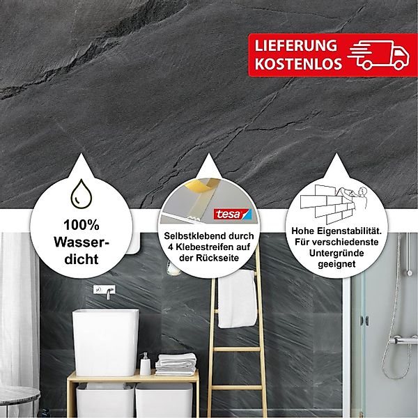 BARIDECOR Wandpaneel wasserfeste Wandfliese selbstklebend, BxL: günstig online kaufen