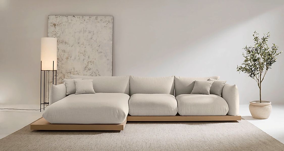 OTTO home Ecksofa "Kalix, Polsterecke mit kräftigem Holz-Plateau, moderne C günstig online kaufen