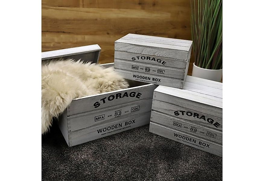 BURI Aufbewahrungsbox Set 3 Stück Kisten Deckel Holz Tragetaschen Körbe Auf günstig online kaufen