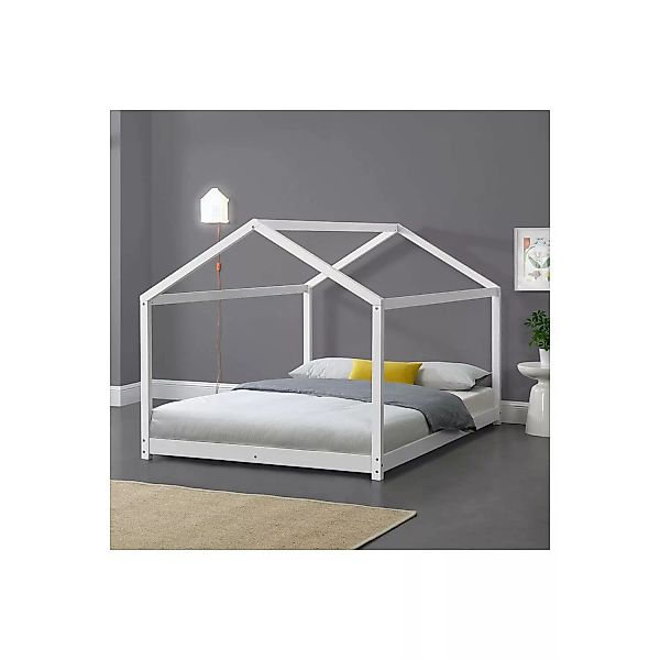 Großes Kinderbett mit Dach CERRO-100 Liegefläche 120x200 cm, weiß günstig online kaufen