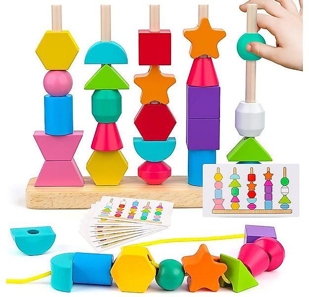CLTYQ Lernspielzeug Montessori-Spiel – Holzperlen-Sequenzierungsspiel, Gesc günstig online kaufen