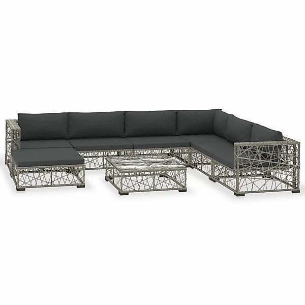 8-tlg. Garten-lounge-set Mit Auflagen Poly Rattan Grau günstig online kaufen