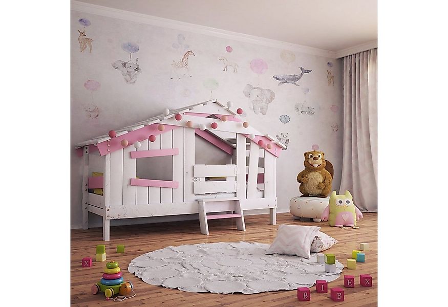 bibex Kinderbett APART CHALET Kinderbett, Jugendbett, Spielbett, zart-rosa günstig online kaufen