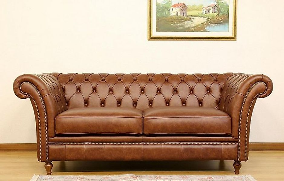 Xlmoebel 2-Sitzer Moderne Club Lounge Chesterfield Zweisitzer Ledersofa mit günstig online kaufen