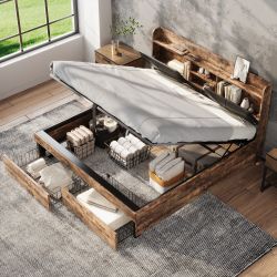 Flieks Holzbett, Hydraulisches Metallbett 140x200cm mit günstig online kaufen