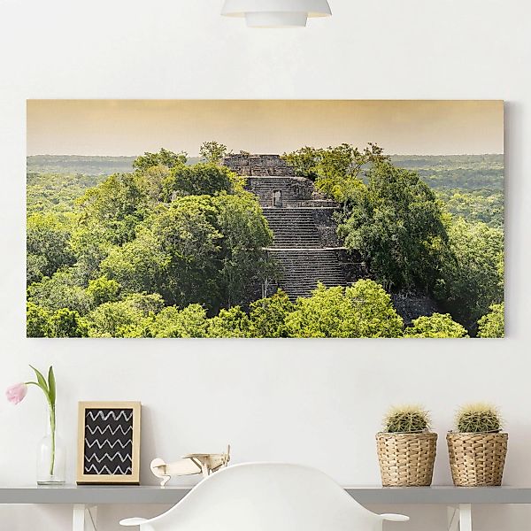 Leinwandbild Natur & Landschaft - Querformat Pyramide von Calakmul günstig online kaufen