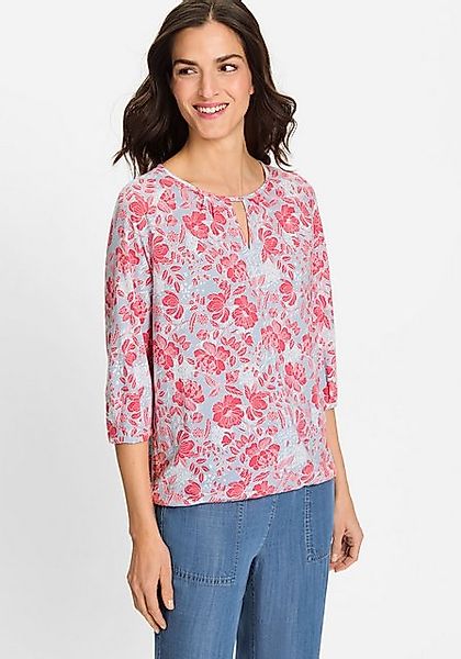 Olsen Rundhalsshirt (1-tlg) mit Glitzerstreifen und Ziersteppung am Rundhal günstig online kaufen
