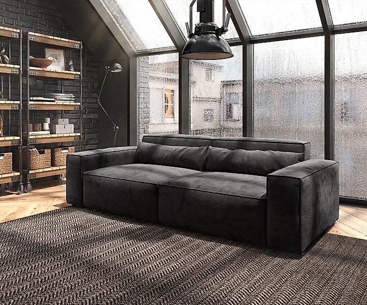 Big-Sofa Sirpio L 260x110 cm Mikrofaser Schwarz günstig online kaufen