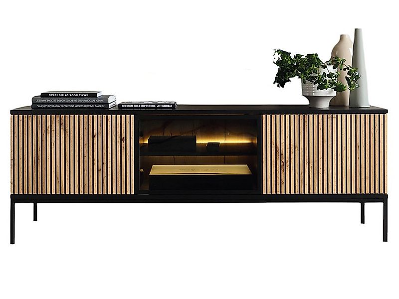 Compleo TV-Schrank LINO, TV Tisch gerifflete Front, Fernsehschrank Modern W günstig online kaufen