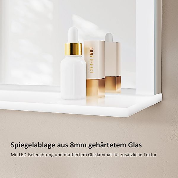 EMKE Badspiegel mit Beleuchtung Ablage Kaltweiß günstig online kaufen