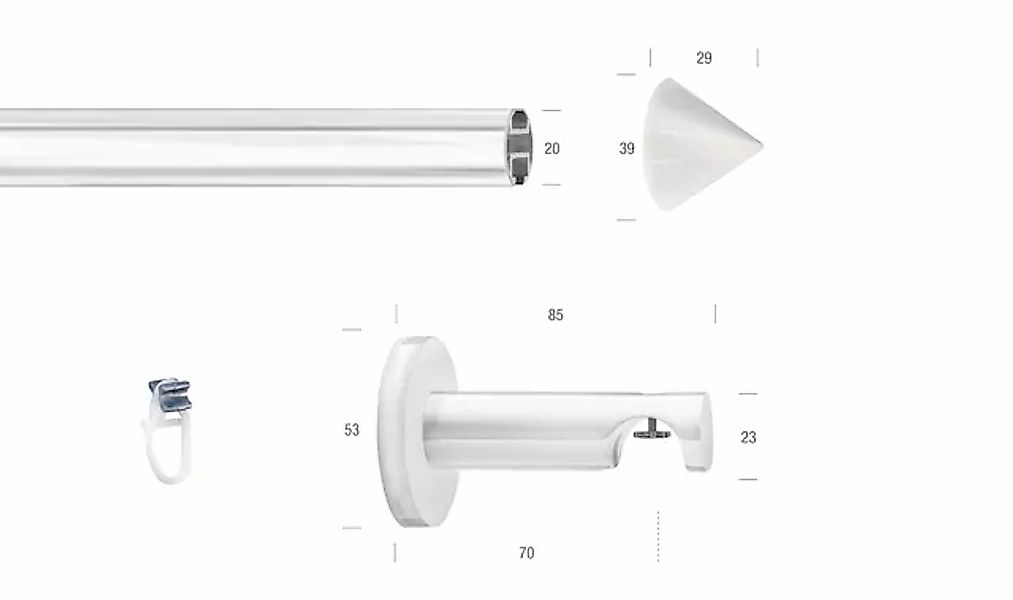 GARESA Gardinenstange »WHITE« Ø 20 mm 1 läufig-läufig Wunschmaßlänge Vorhan günstig online kaufen