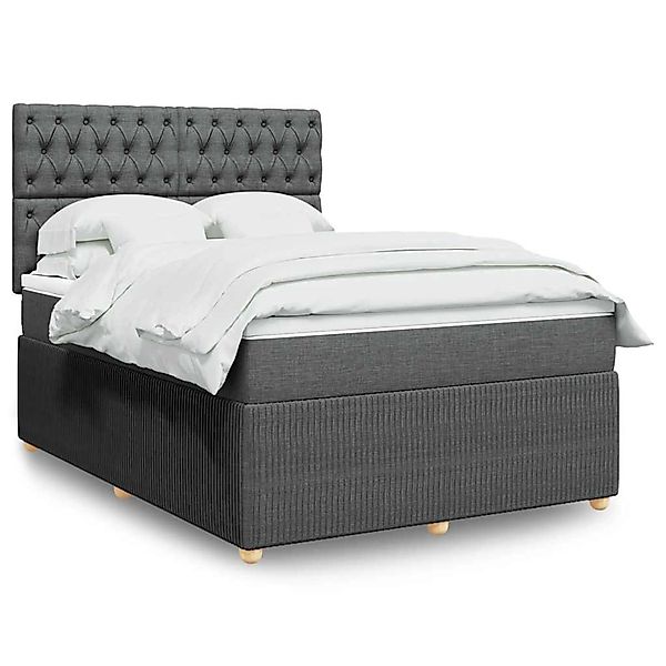 vidaXL Boxspringbett mit Matratze Dunkelgrau 140x190 cm Stoff 3294359 günstig online kaufen
