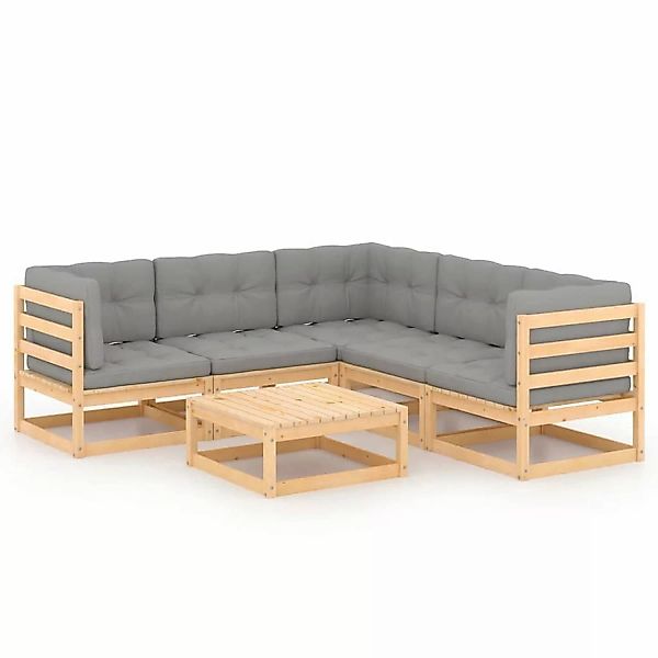 6-tlg. Garten-lounge-set Mit Kissen Massivholz Kiefer günstig online kaufen