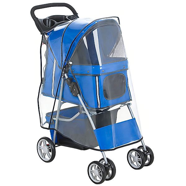 PawHut Hundewagen Hundebuggy Faltbar Katzenwagen bis 10kg mit Regenschutz R günstig online kaufen