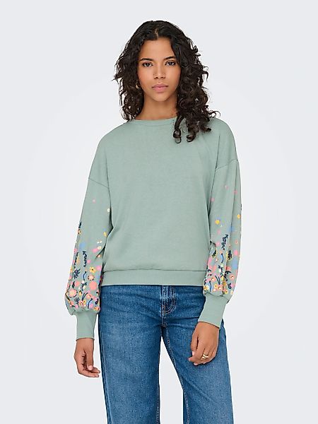 ONLY Sweatshirt "ONLBROOKE L/S O-NECK FLOWER SWT", Baumwollmischung, regula günstig online kaufen