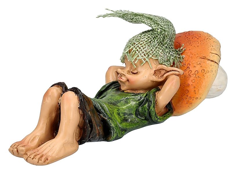 Figuren Shop GmbH Dekofigur Pixie Kobold Figur - Schlafend mit Pilz-Kissen günstig online kaufen